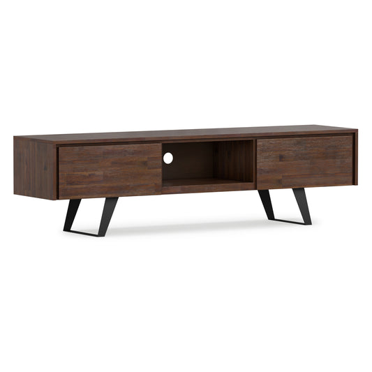 Distressed Charcoal Brown Acacia | Lowry 72 inch TV Media Stand in Acacia