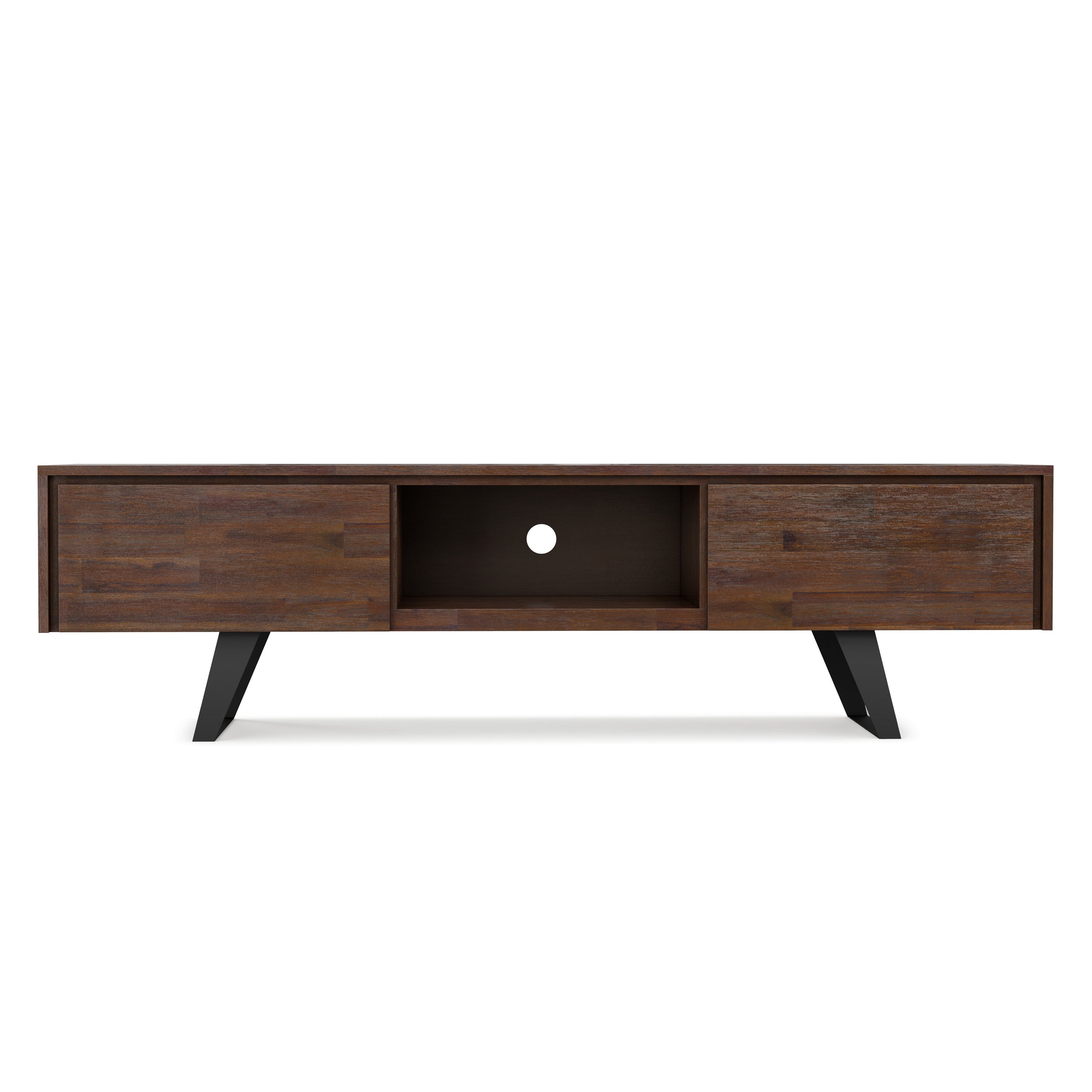 Distressed Charcoal Brown Acacia | Lowry 72 inch TV Media Stand in Acacia