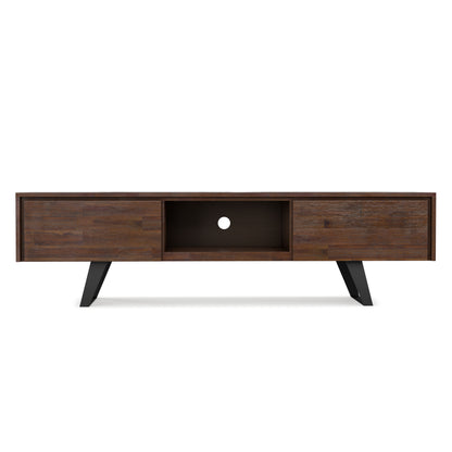 Distressed Charcoal Brown Acacia | Lowry 72 inch TV Media Stand in Acacia