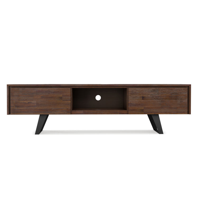 Distressed Charcoal Brown Acacia | Lowry 72 inch TV Media Stand in Acacia