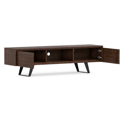 Distressed Charcoal Brown Acacia | Lowry 72 inch TV Media Stand in Acacia