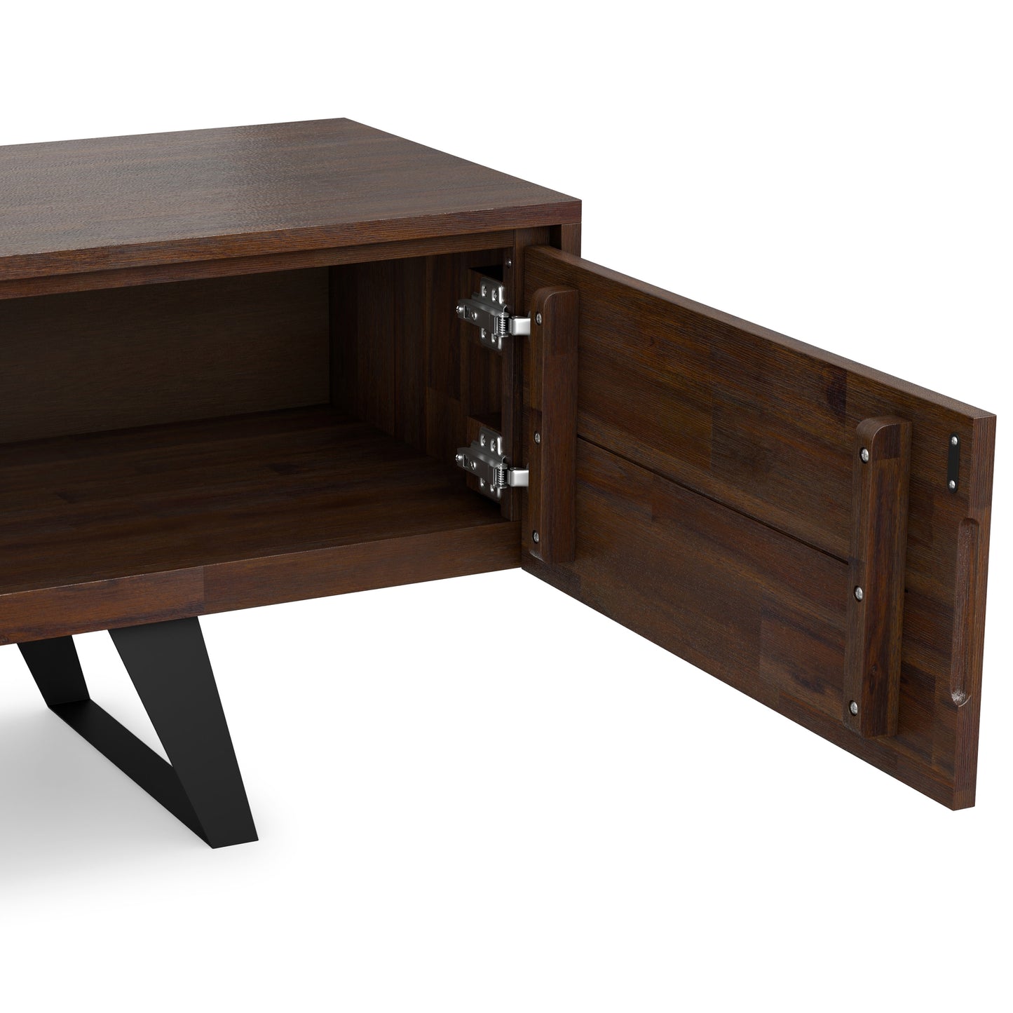 Distressed Charcoal Brown Acacia | Lowry 72 inch TV Media Stand in Acacia