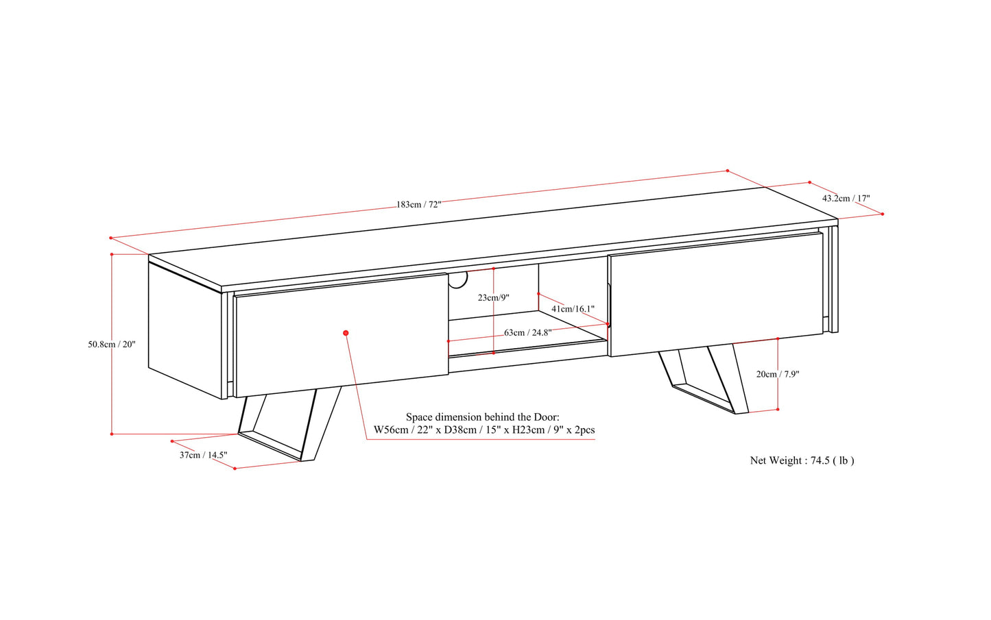 Oak Veneer Oak | Lowry 72 inch TV Media Stand
