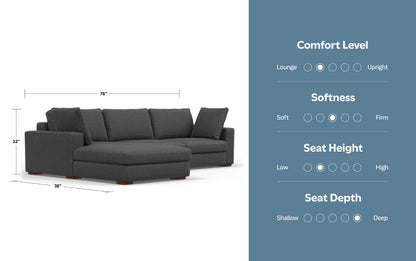 Pebble Grey Performance Fabric | Charlie Deep Seater Left Sectional