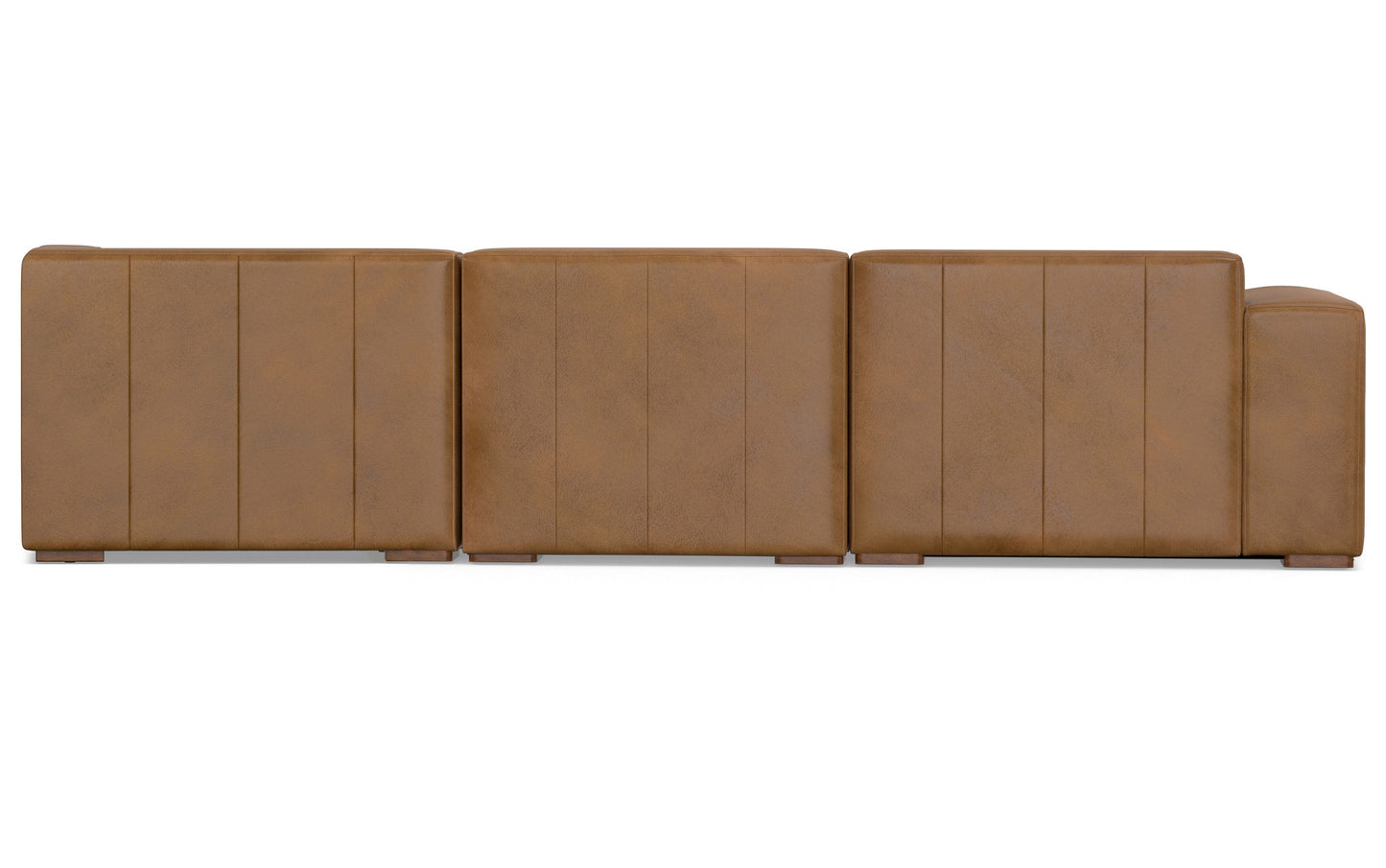 Caramel Brown Genuine Leather | Rex Right Sectional Sofa and Ottoman in Genuine Leather