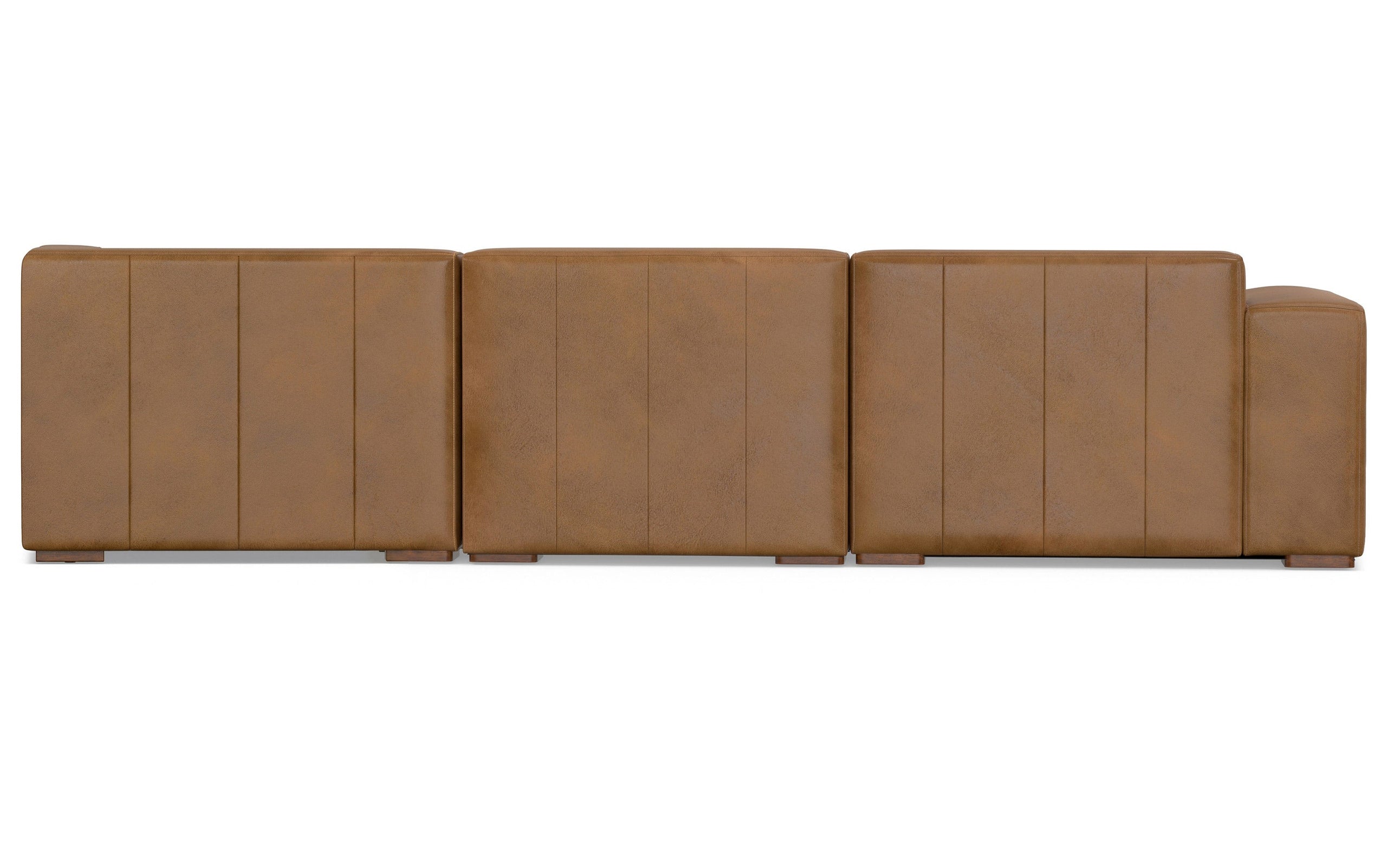 Caramel Brown Genuine Leather | Rex Right Sectional Sofa and Ottoman in Genuine Leather