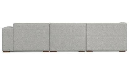 Pale Grey Performance Fabric | Rex Left Sectional and Ottoman in Genuine Leather