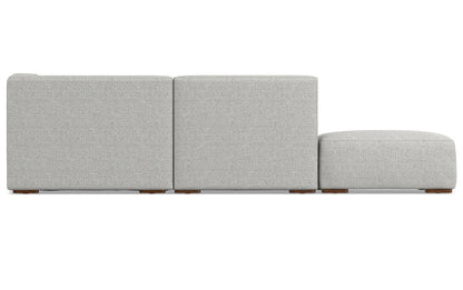 Pale Grey Performance Fabric | Rex Left Sectional and Ottoman in Genuine Leather