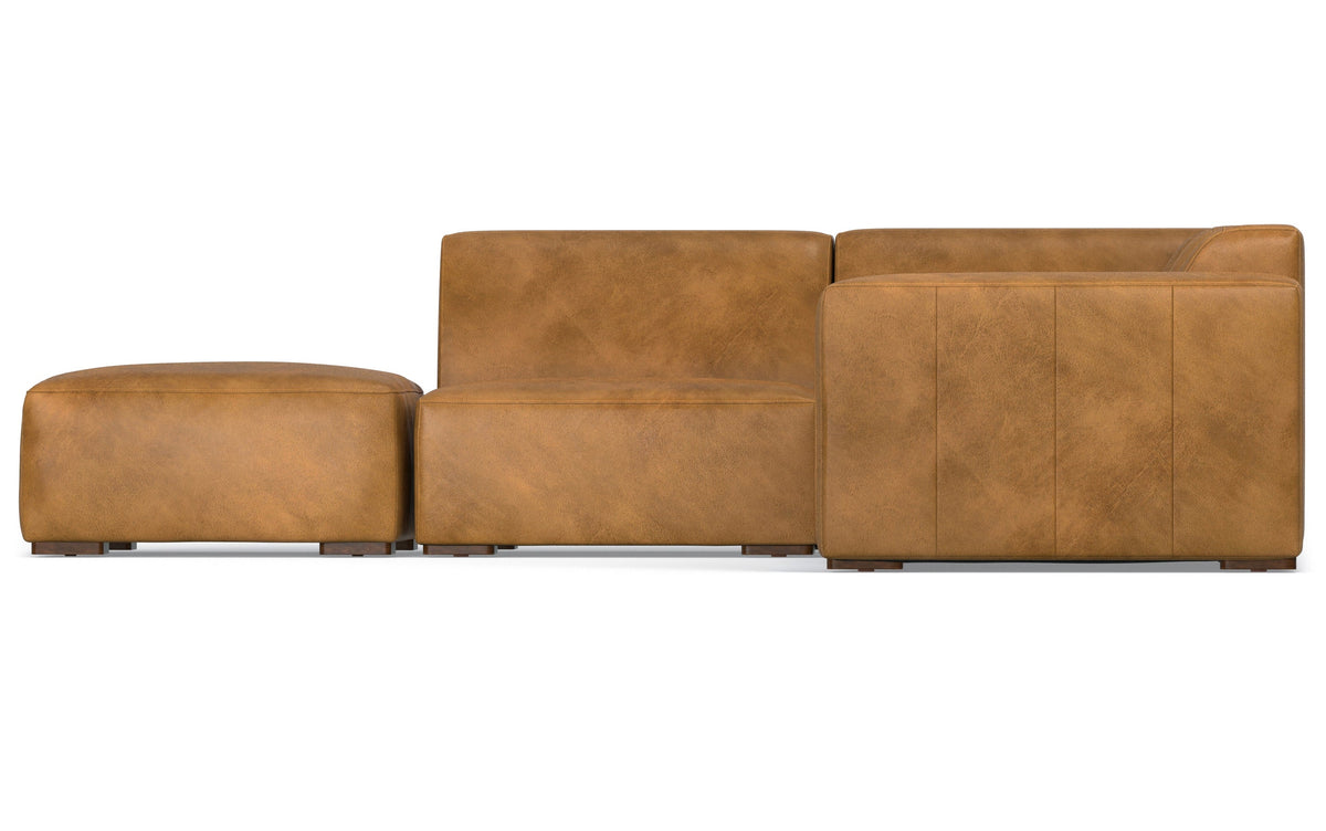 Sienna Genuine Leather | Rex Left Sectional and Ottoman in Genuine Leather