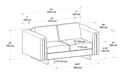 Ivory Performance Fabric | Jones 61 inch Loveseat in Performance Fabric