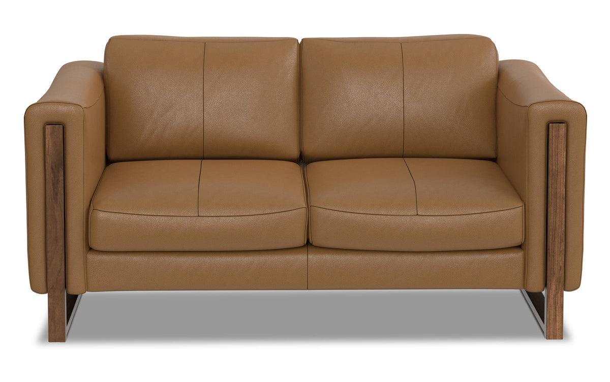 Butternut Brown Genuine Leather | Richard 63 inch Loveseat in Genuine Leather