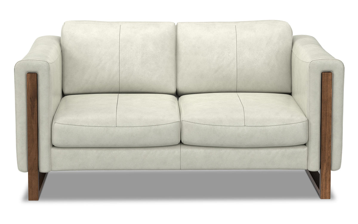 Light Smoke Grey Genuine Leather | Richard 63 inch Loveseat in Genuine Leather