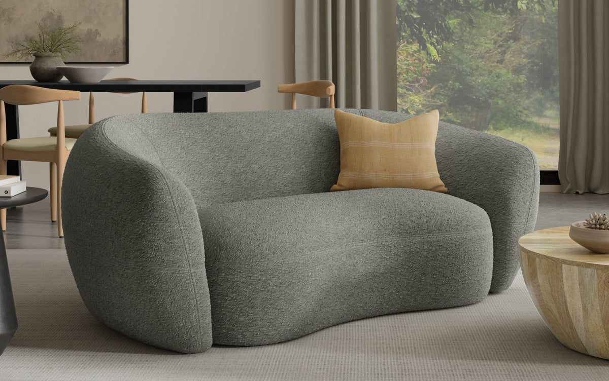 Stone Grey Boucle Performance Fabric | Sherri 69 inch Loveseat in Boucle Performance Fabric