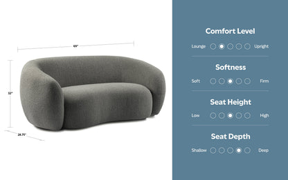 Stone Grey Boucle Performance Fabric | Sherri 69 inch Loveseat in Boucle Performance Fabric