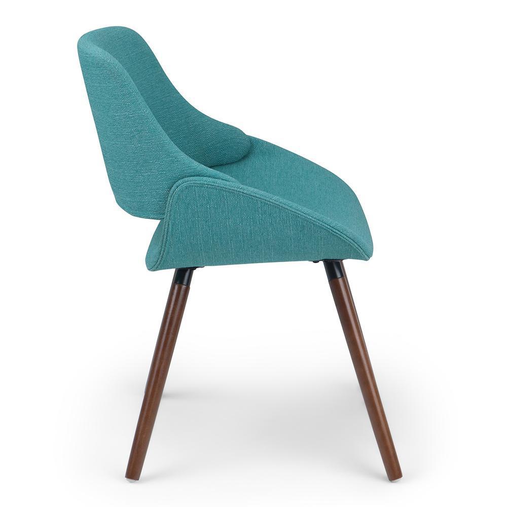 Aqua Blue Walnut | Malden Bentwood Dining Chair in Grey Woven Fabric