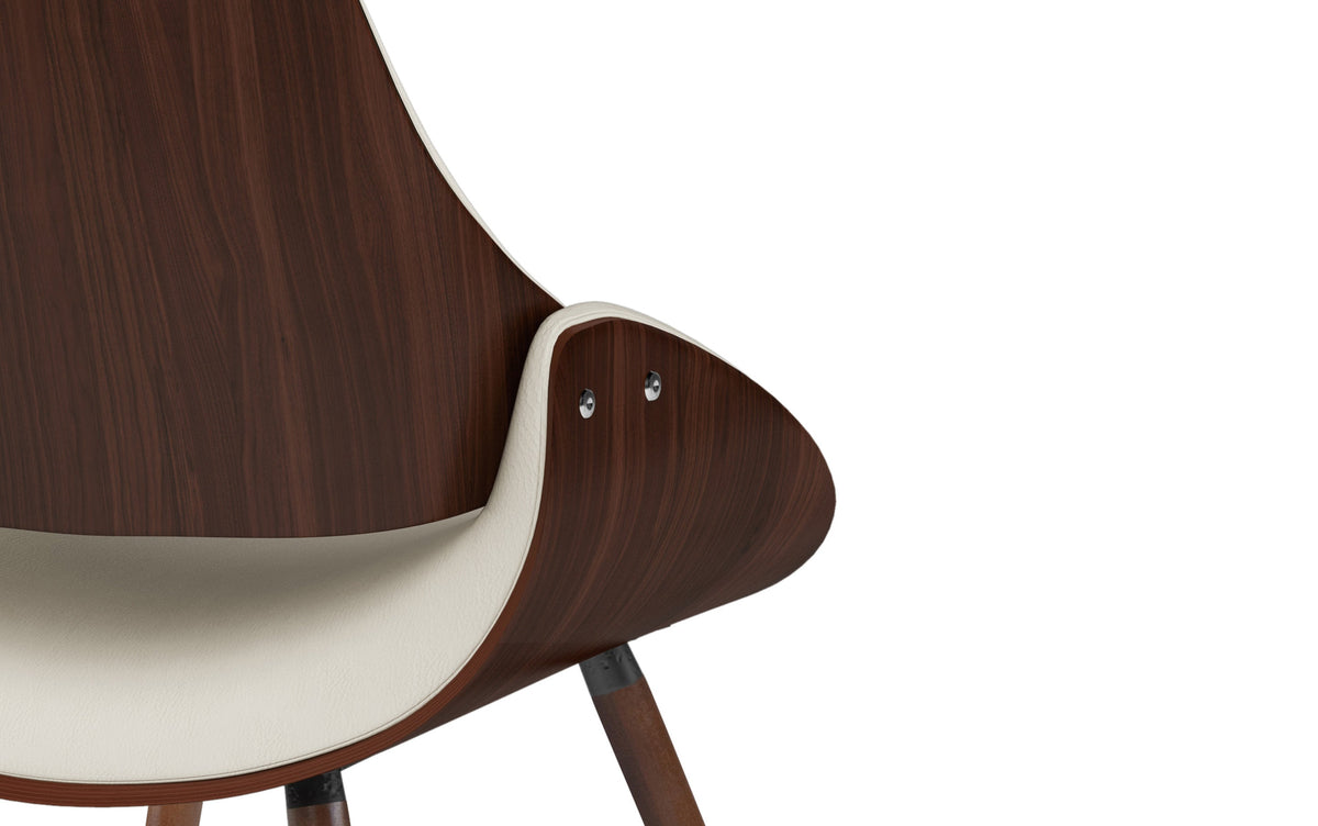 Cream Vegan Leather | Malden / Draper 5 Pc Dining Set With Wood Back Chair