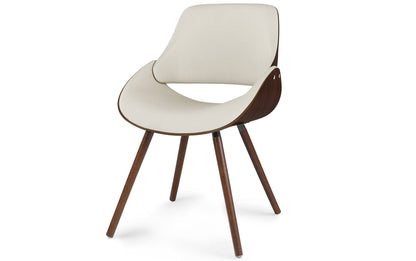 Cream Vegan Leather | Malden / Draper 5 Pc Dining Set With Wood Back Chair