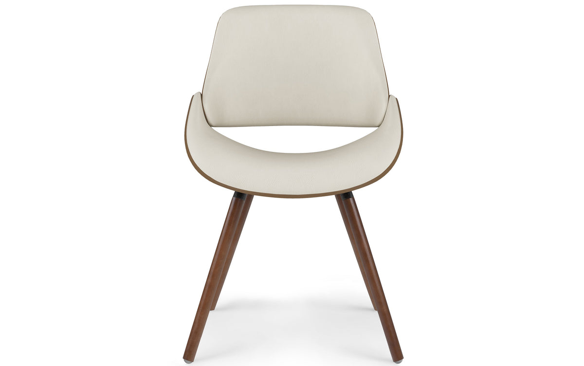 Cream Vegan Leather | Malden / Draper 5 Pc Dining Set With Wood Back Chair