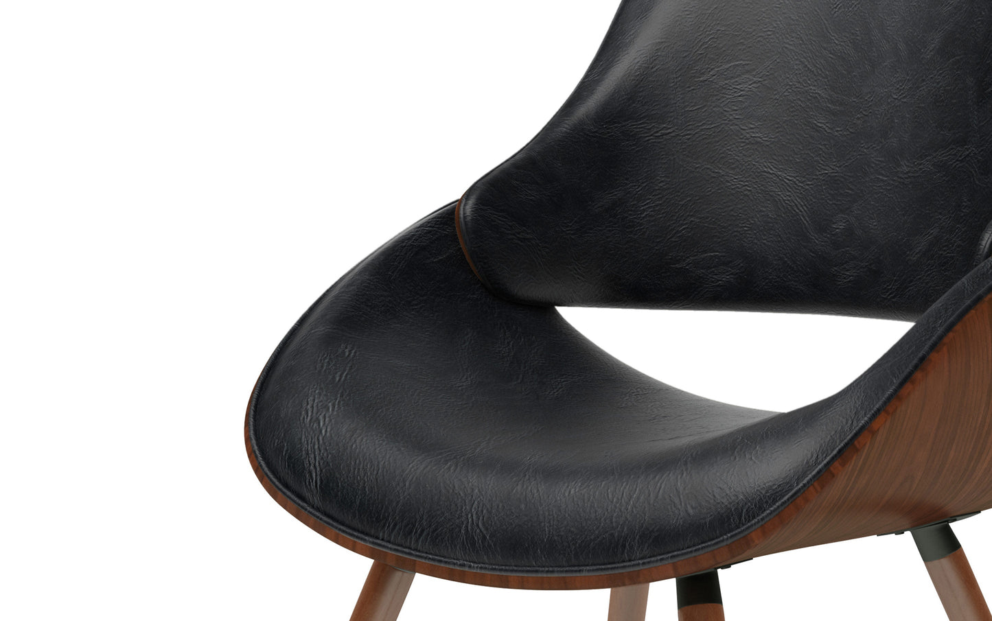 Distressed Black Distressed Vegan Leather | Malden / Draper 7-Piece Dining Set with Wood Back Chair