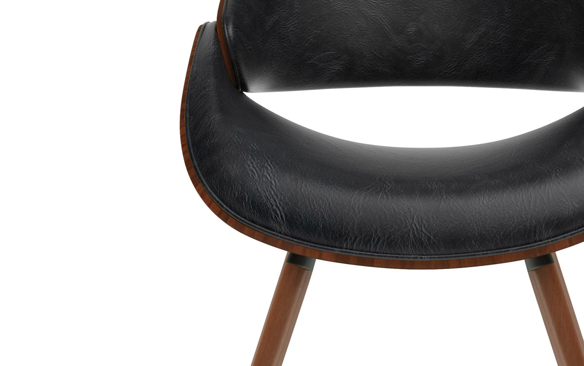 Distressed Black Distressed Vegan Leather | Malden / Draper 7-Piece Dining Set with Wood Back Chair
