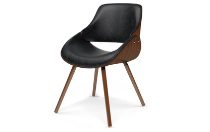 Distressed Black Distressed Vegan Leather | Malden / Draper 7-Piece Dining Set with Wood Back Chair