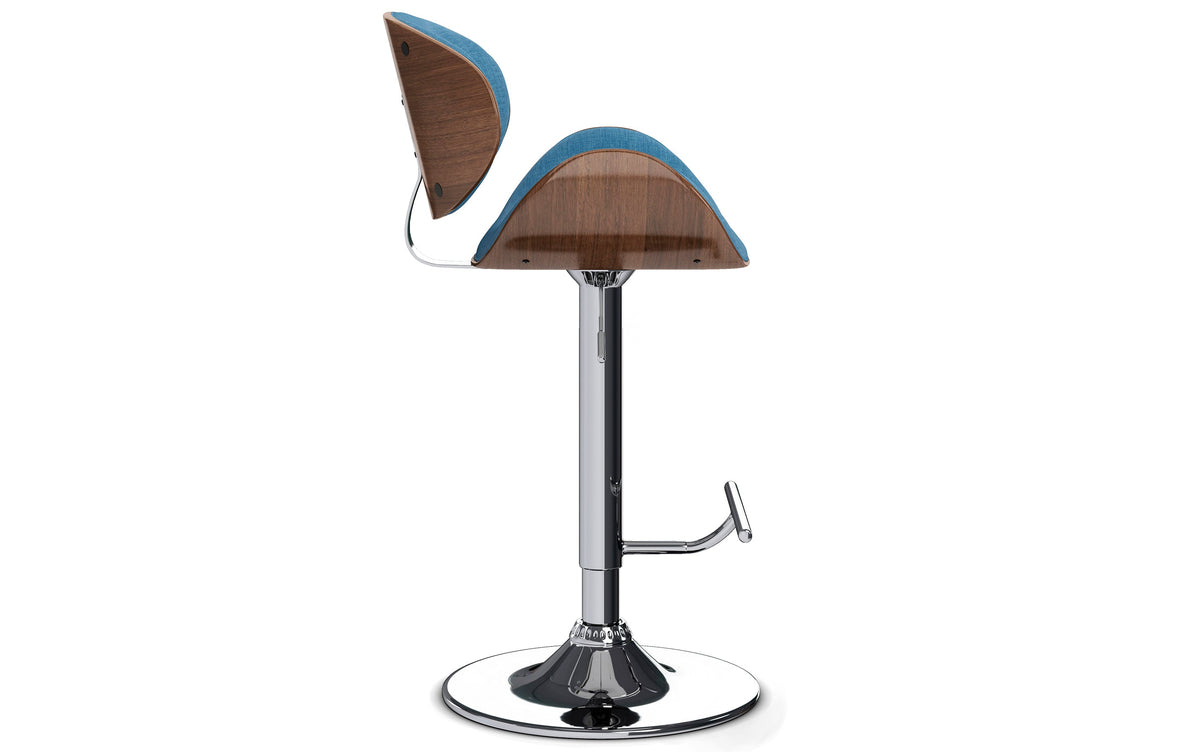 Blue Linen Style Fabric Natural | Marana Bentwood Adjustable Swivel Bar Stool