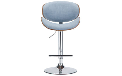 Light Denim Blue Linen Style Fabric Walnut | Marana Bentwood Gas Lift Bar Stool