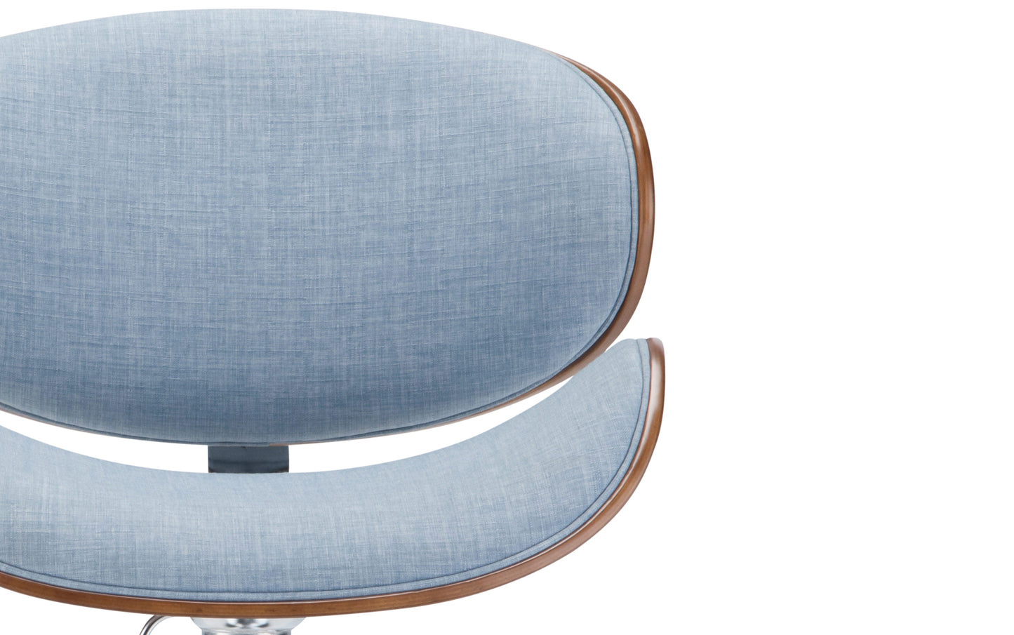 Light Denim Blue Linen Style Fabric Walnut | Marana Bentwood Gas Lift Bar Stool