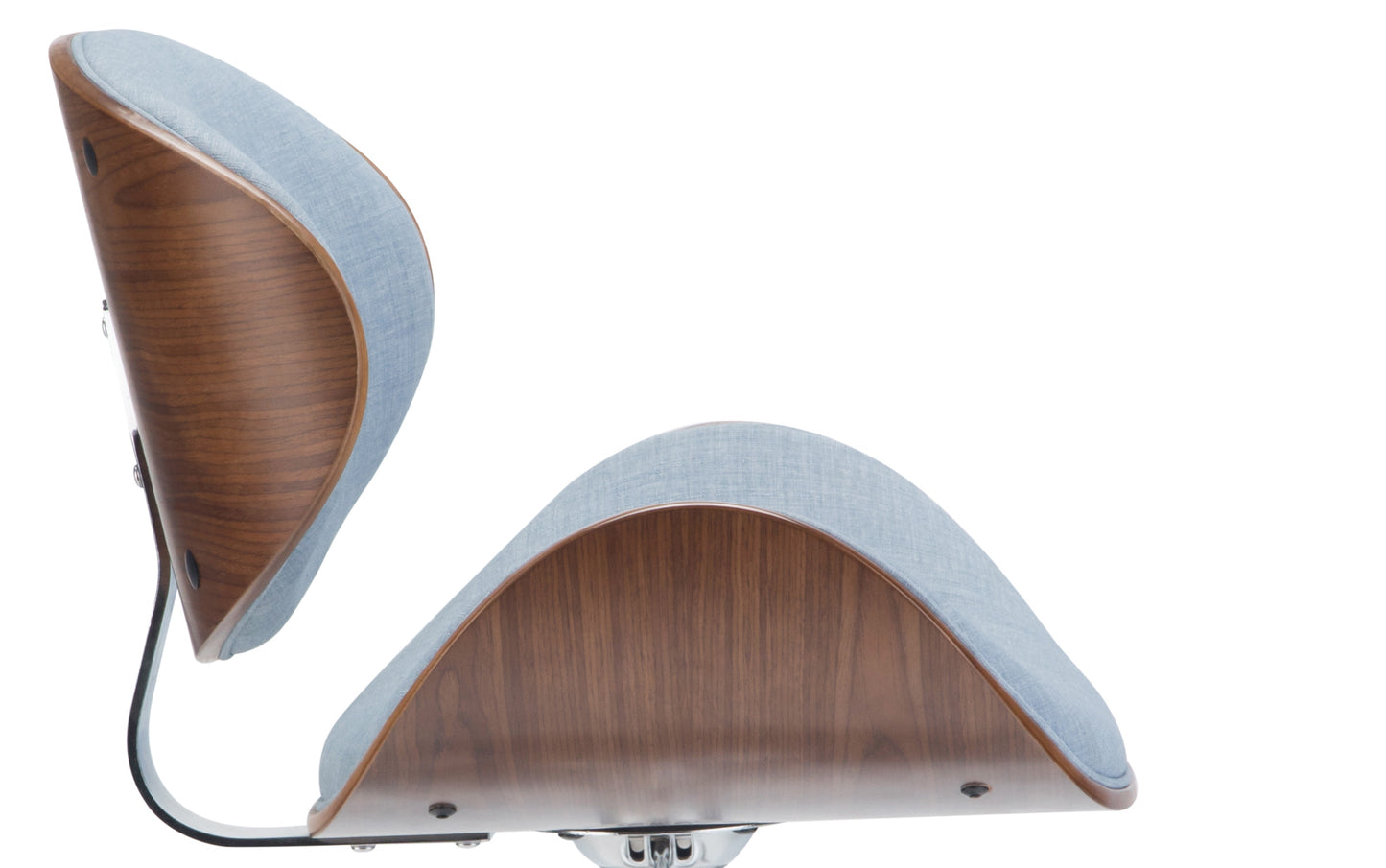 Light Denim Blue Linen Style Fabric Walnut | Marana Bentwood Gas Lift Bar Stool