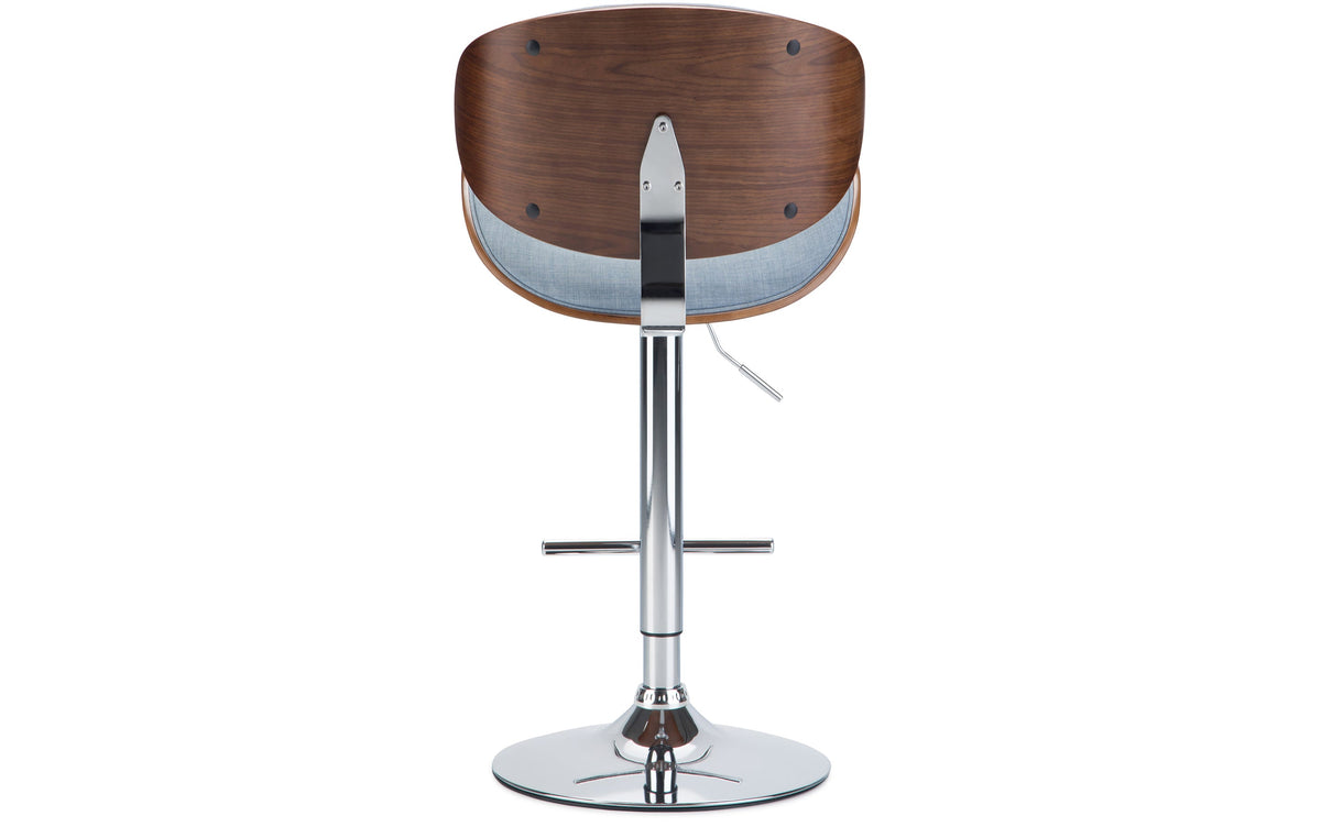Light Denim Blue Linen Style Fabric Walnut | Marana Bentwood Gas Lift Bar Stool