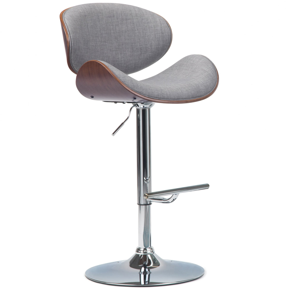 Light Grey Linen Style Fabric Walnut | Marana Bentwood Gas Lift Bar Stool
