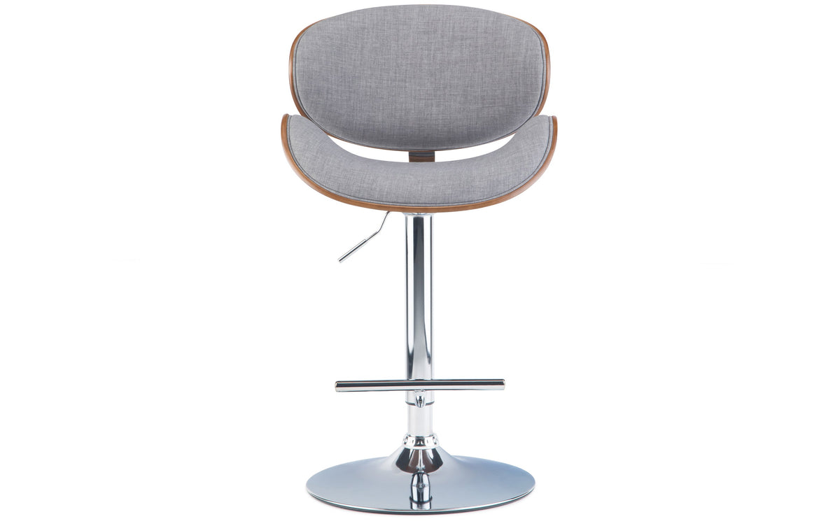 Light Grey Linen Style Fabric Walnut | Marana Bentwood Gas Lift Bar Stool