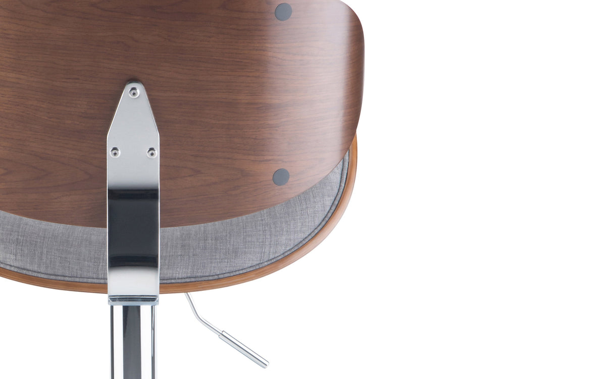 Light Grey Linen Style Fabric Walnut | Marana Bentwood Gas Lift Bar Stool