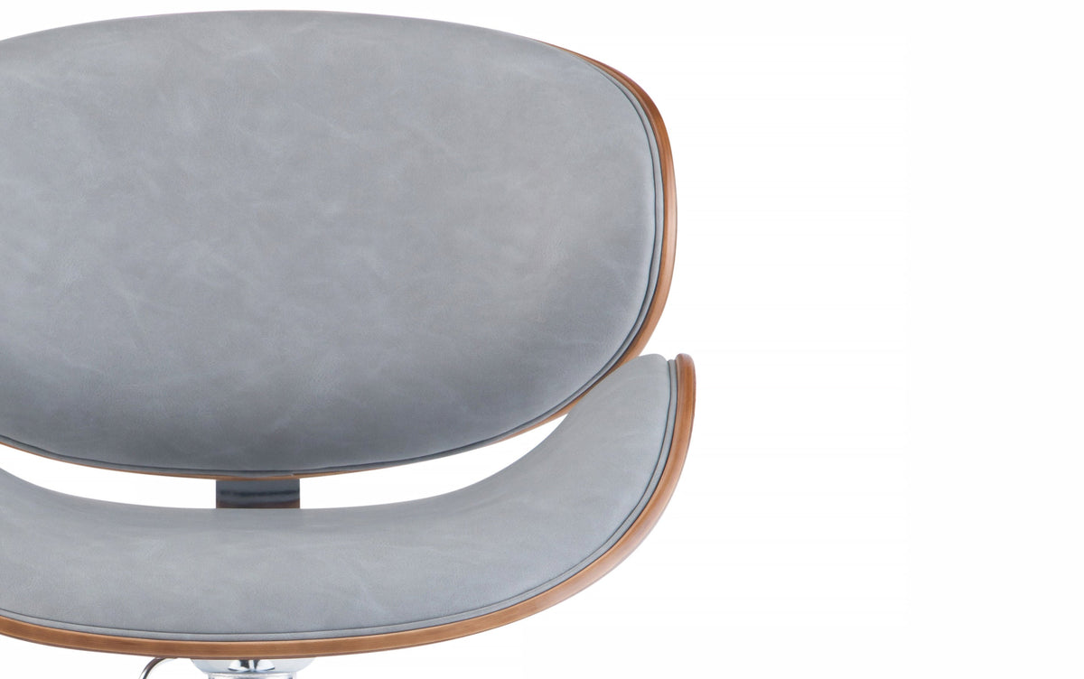 Stone Grey Vegan Leather Walnut | Marana Bentwood Gas Lift Bar Stool