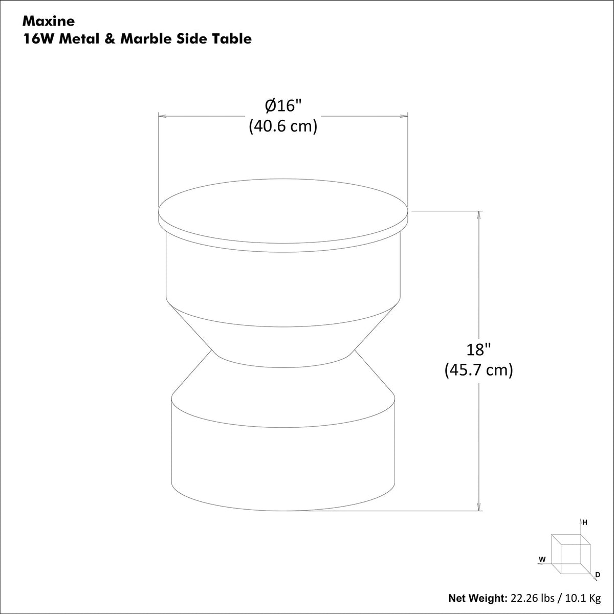 White Marble/Black | Maxine Side Table