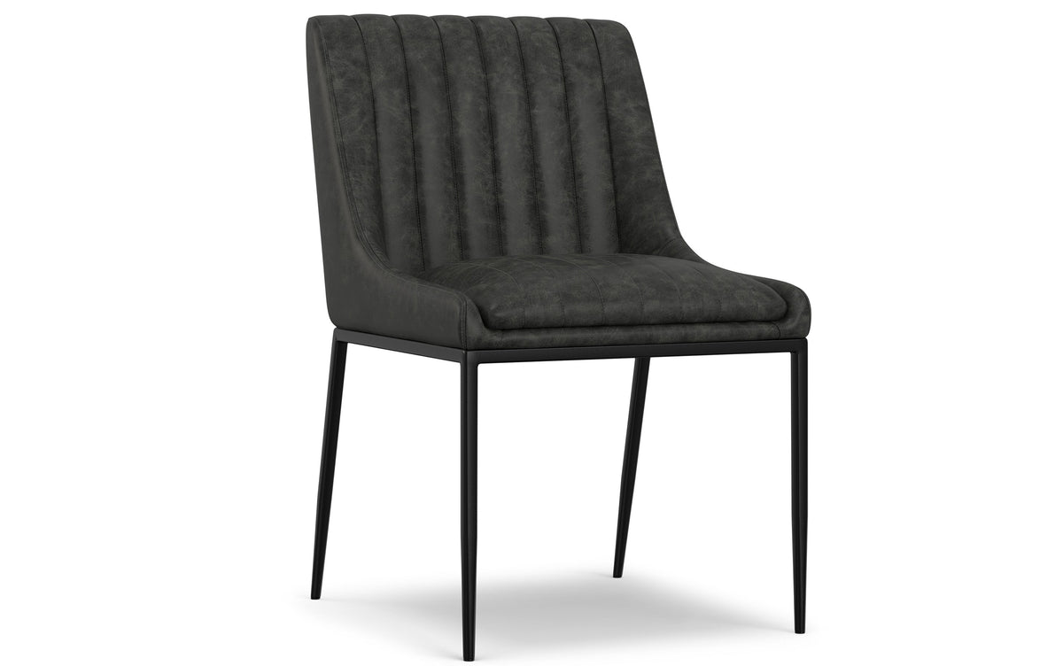 Distressed Slate Grey Distressed Vegan Leather | Melody / Fieldcrest 7 Pc Dining Set