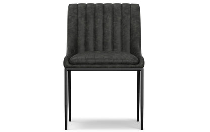 Distressed Slate Grey Distressed Vegan Leather | Melody / Fieldcrest 7 Pc Dining Set