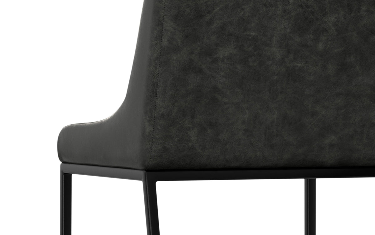 Distressed Slate Grey Distressed Vegan Leather | Melody / Fieldcrest 7 Pc Dining Set