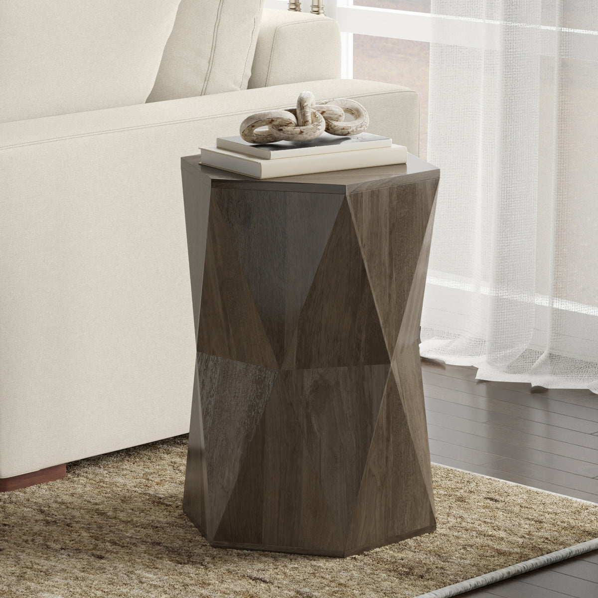 Ash Grey | Mckinley 16 inch Hexagon Geometric Accent Table