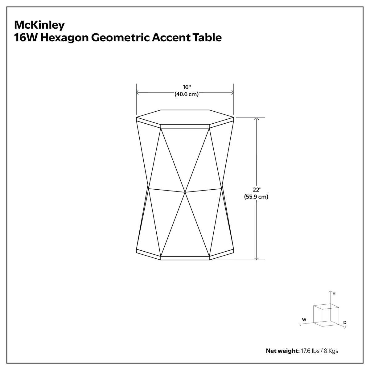 Refined Natural | Mckinley 16 inch Hexagon Geometric Accent Table