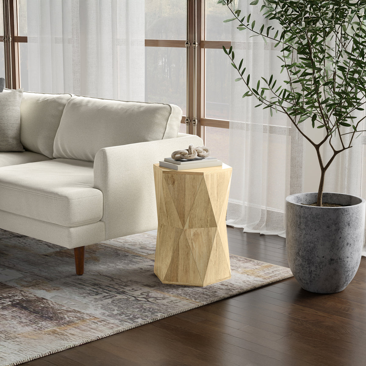 Refined Natural | Mckinley 16 inch Hexagon Geometric Accent Table