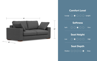 Pebble Grey Performance Fabric | Charlie 78 inch Deep Seater Sofa