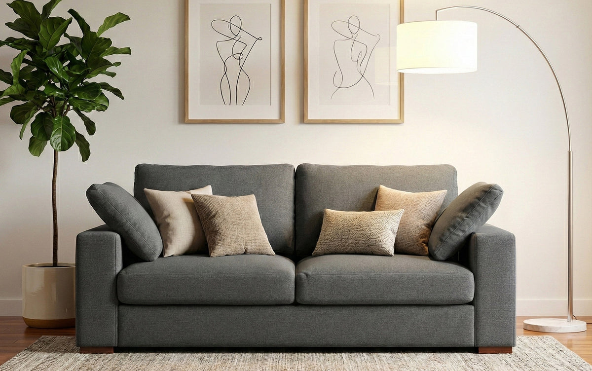 Pebble Grey Performance Fabric | Charlie 78 inch Deep Seater Sofa
