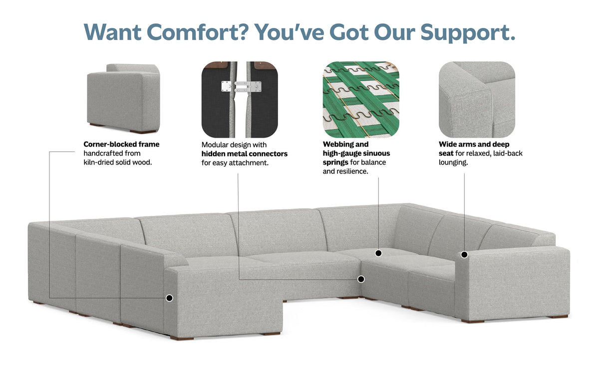 Pale Grey Performance Fabric | Rex Center Module in Performance Fabric