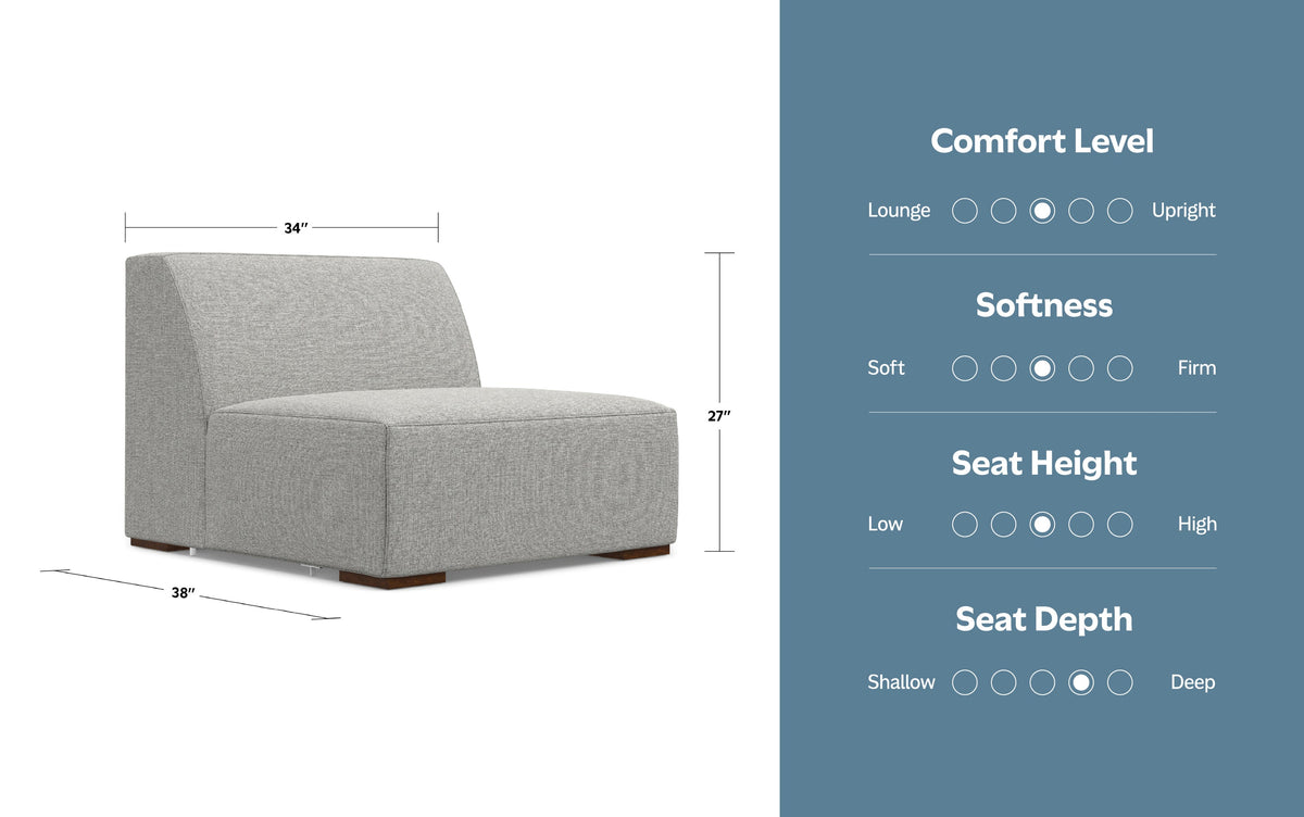 Pale Grey Performance Fabric | Rex Center Module in Performance Fabric