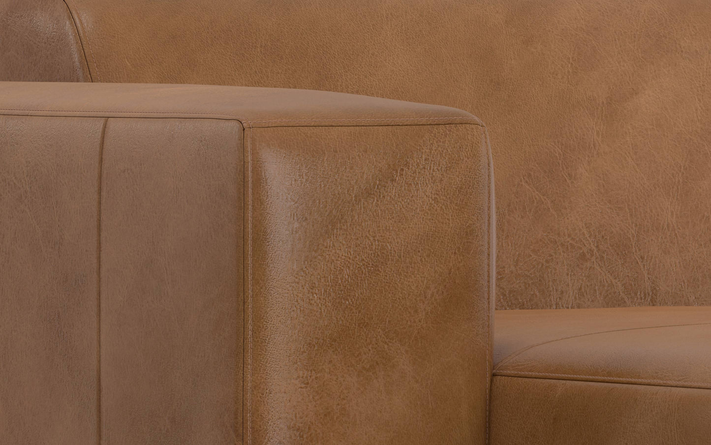 Caramel Brown Genuine Leather | Rex Left Chaise Module in Genuine Leather
