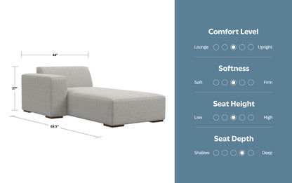 Pale Grey Performance Fabric | Rex Left Chaise Module in Performance Fabric