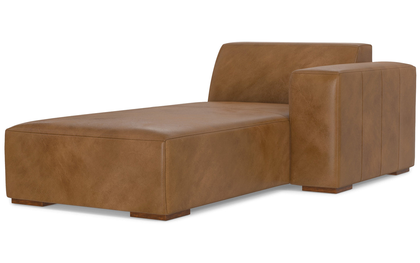 Brown Genuine Leather |  Rex Right Chaise Module in Genuine Leather