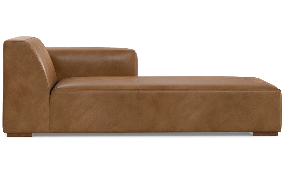 Brown Genuine Leather |  Rex Right Chaise Module in Genuine Leather