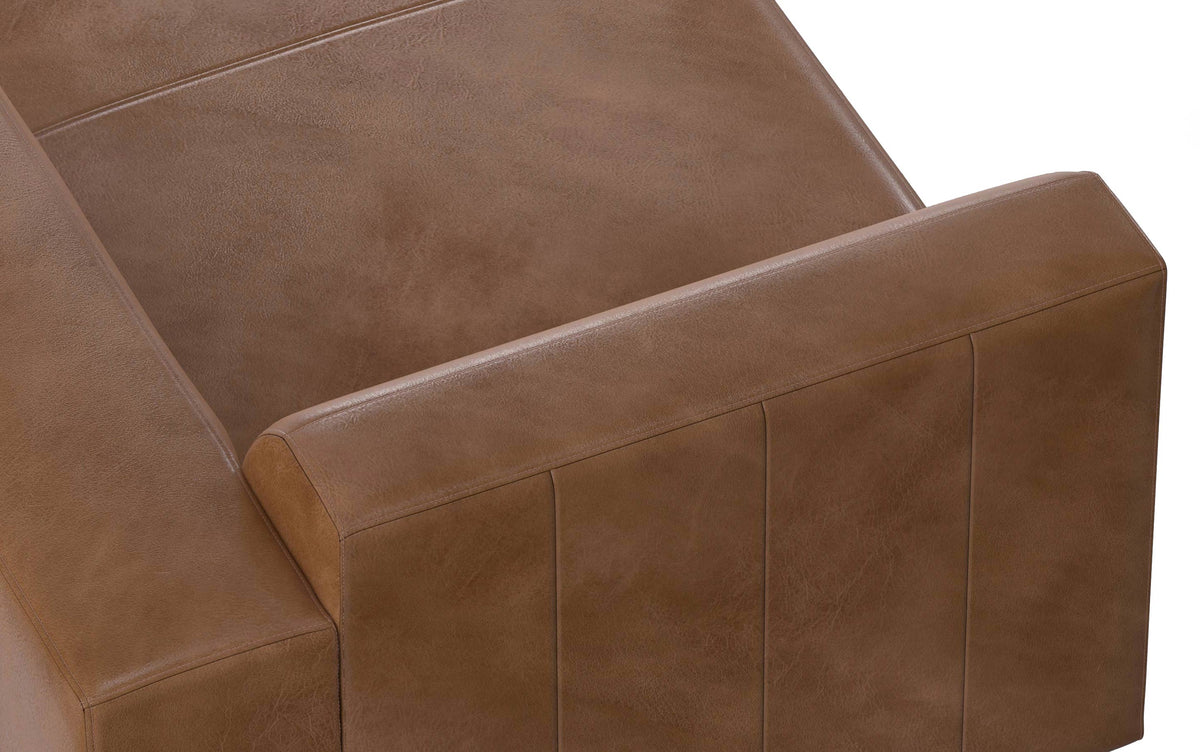 Brown Genuine Leather |  Rex Right Chaise Module in Genuine Leather
